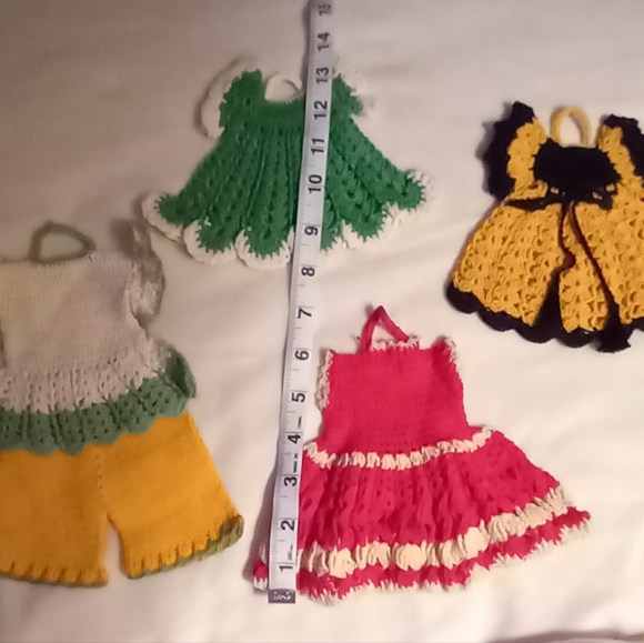 Kitchen 1950s Crochet Hot Mats Panties Bloomers Dress Basket vintage 5 pcs - Picture 8 of 10